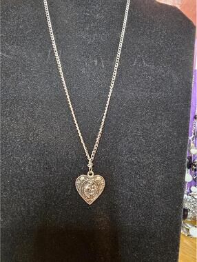 Vintage Franciscan Friars Graymoor St Anthony Heart Pendant Necklace Silver Tone